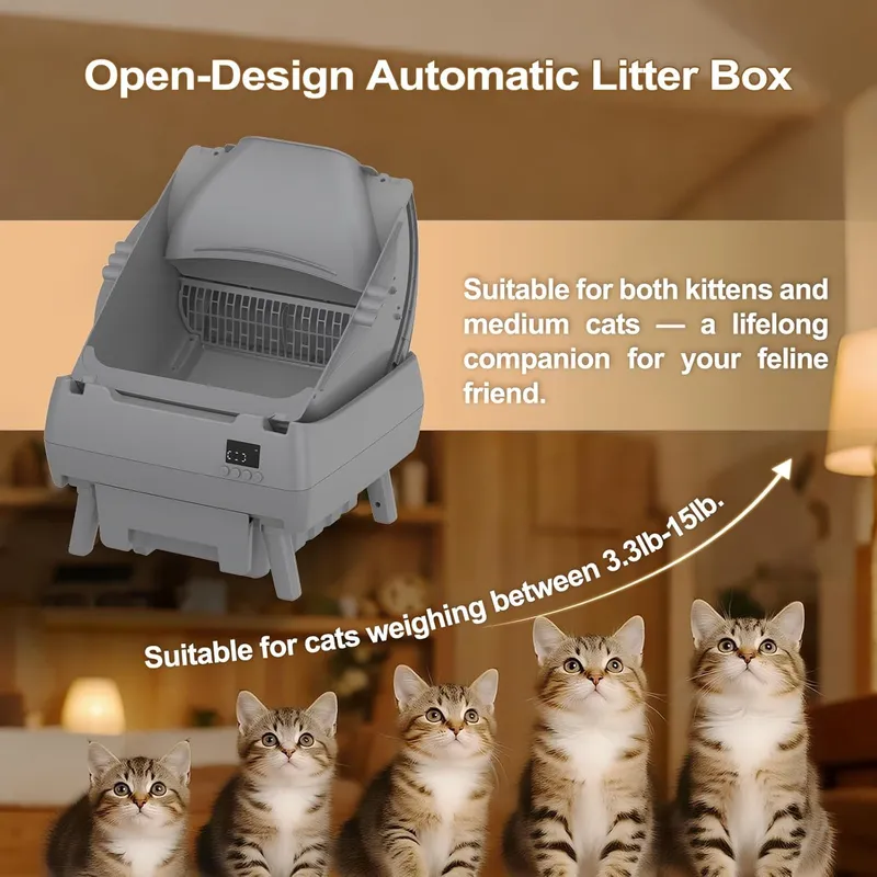 Cegimus Automatic Cat Litter Box Self Cleaning, Open-Style Design